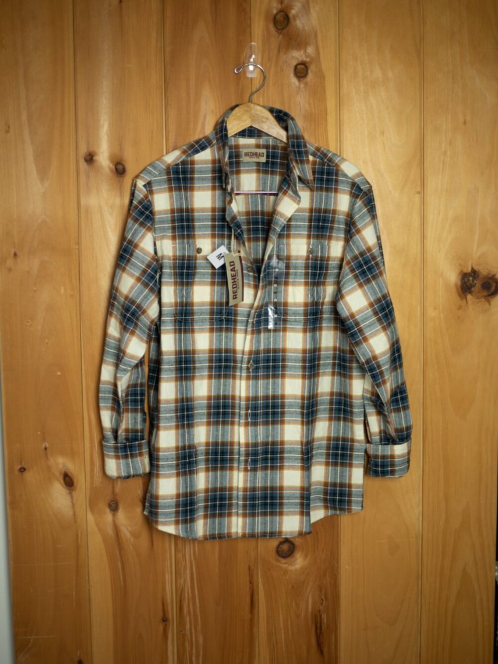 Cream, Teal & Rust Plaid Flannel Shirt | NWT | Men's M | RedHead